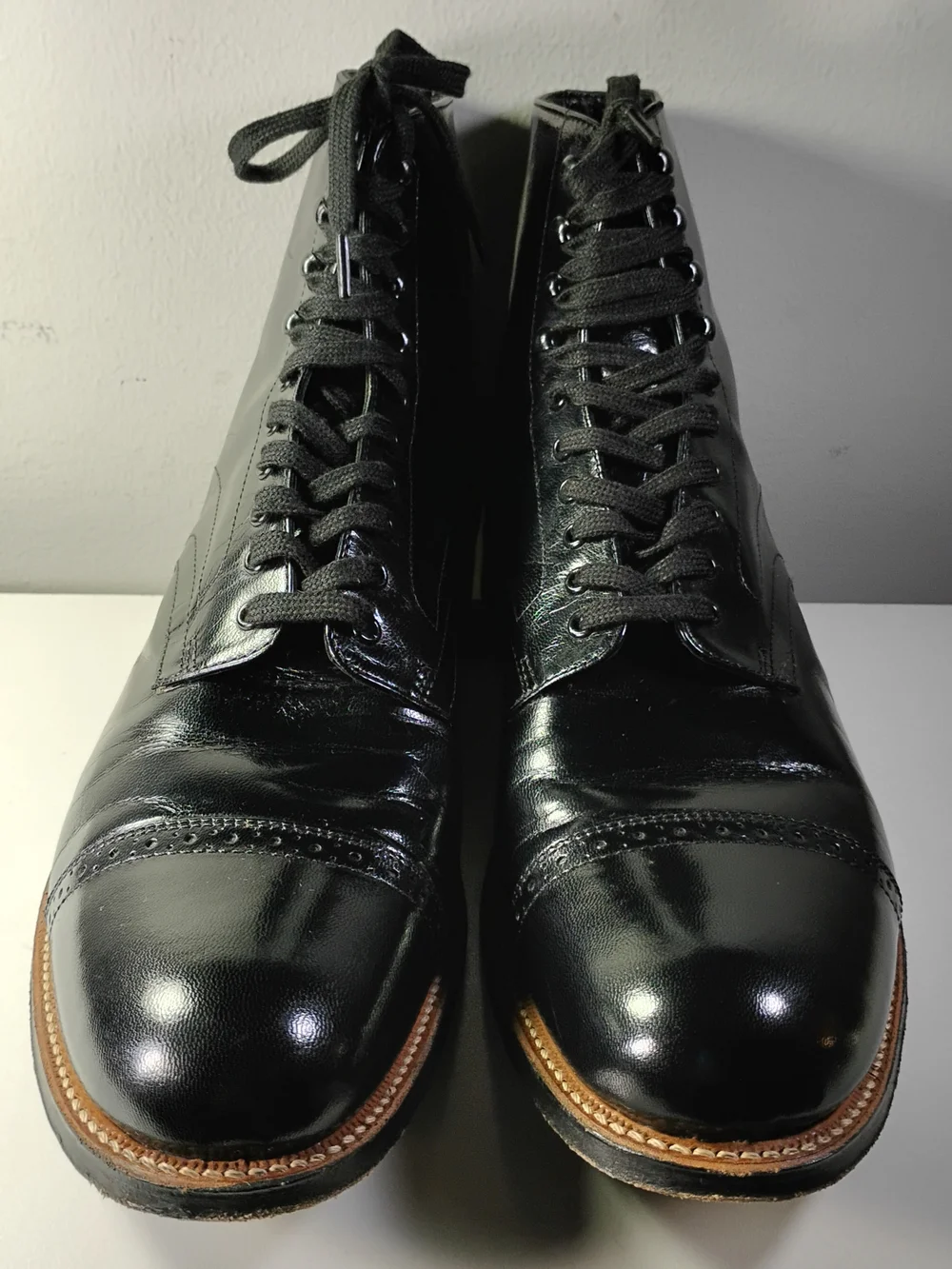 Stacy Adams Men's 10.5 Black Leather Cap Toe Lace Up Dress Boots